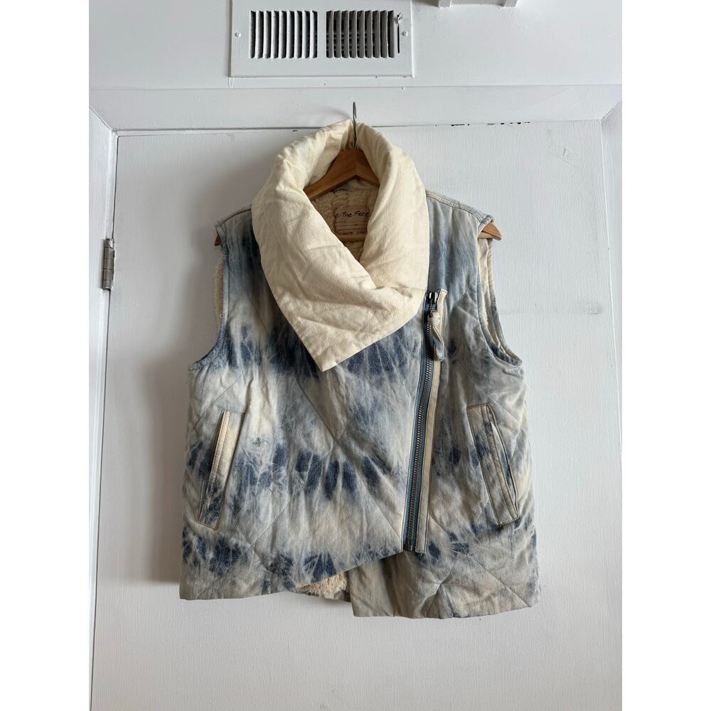 Free People Blue and Cream Vest